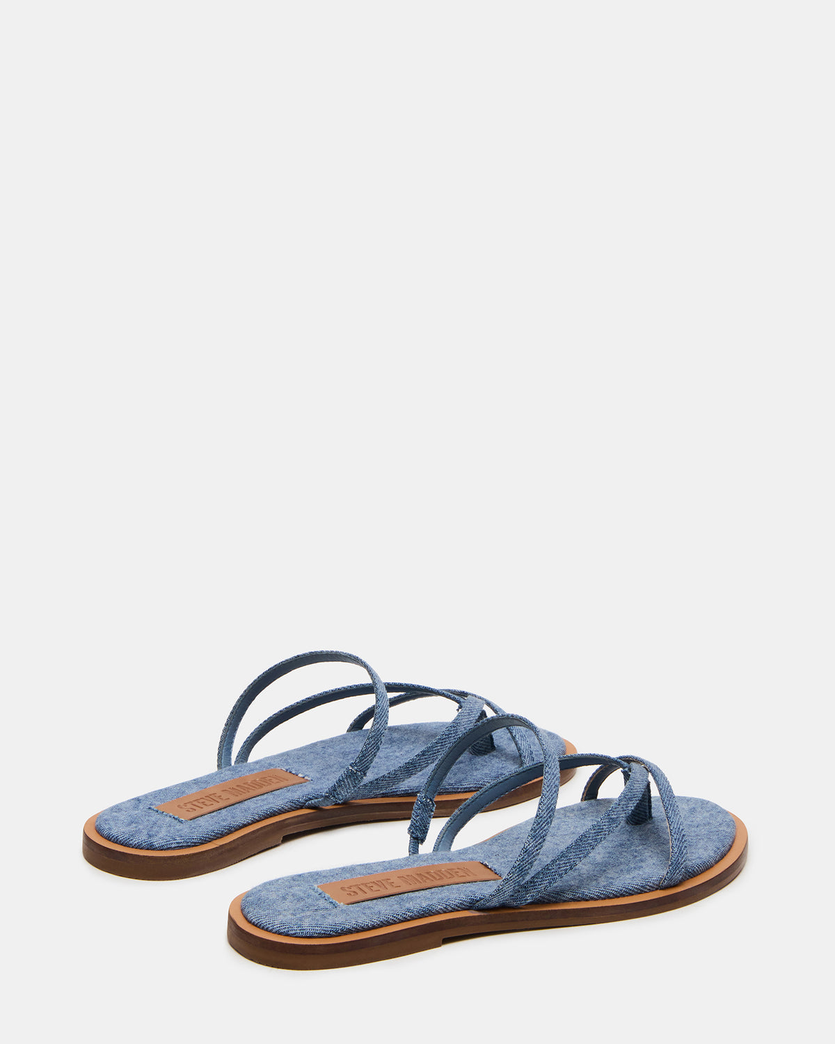 ELLERY Denim Fabric Strappy Thong Slide Women's Sandal | Steve Madden