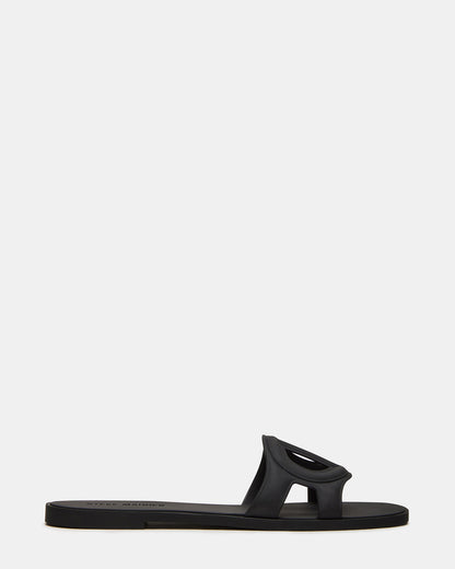 JELLIE Black Women's Square Toe Slide Sandal | Steve Madden