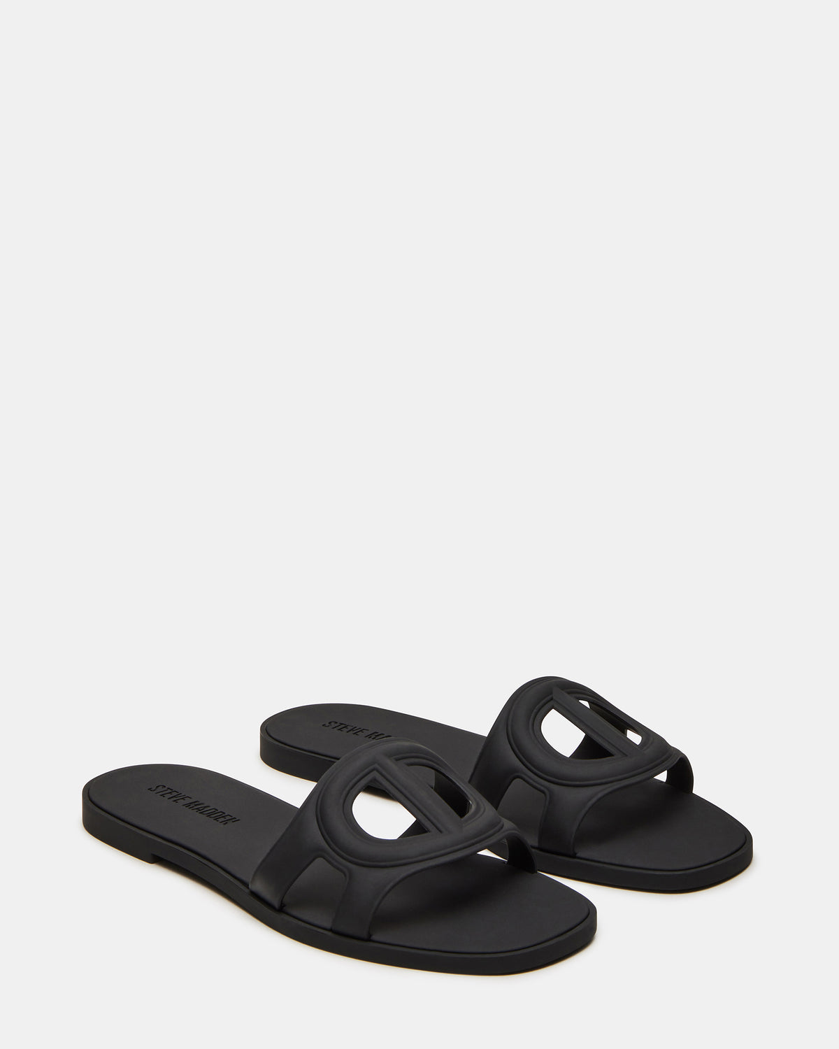 JELLIE Black Women's Square Toe Slide Sandal | Steve Madden