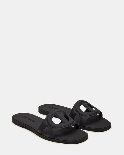 JELLIE Black Women's Square Toe Slide Sandal | Steve Madden