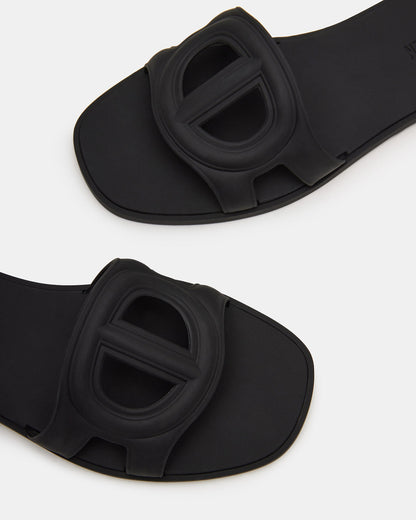 JELLIE Black Women's Square Toe Slide Sandal | Steve Madden