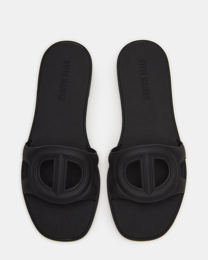 JELLIE Black Women's Square Toe Slide Sandal | Steve Madden
