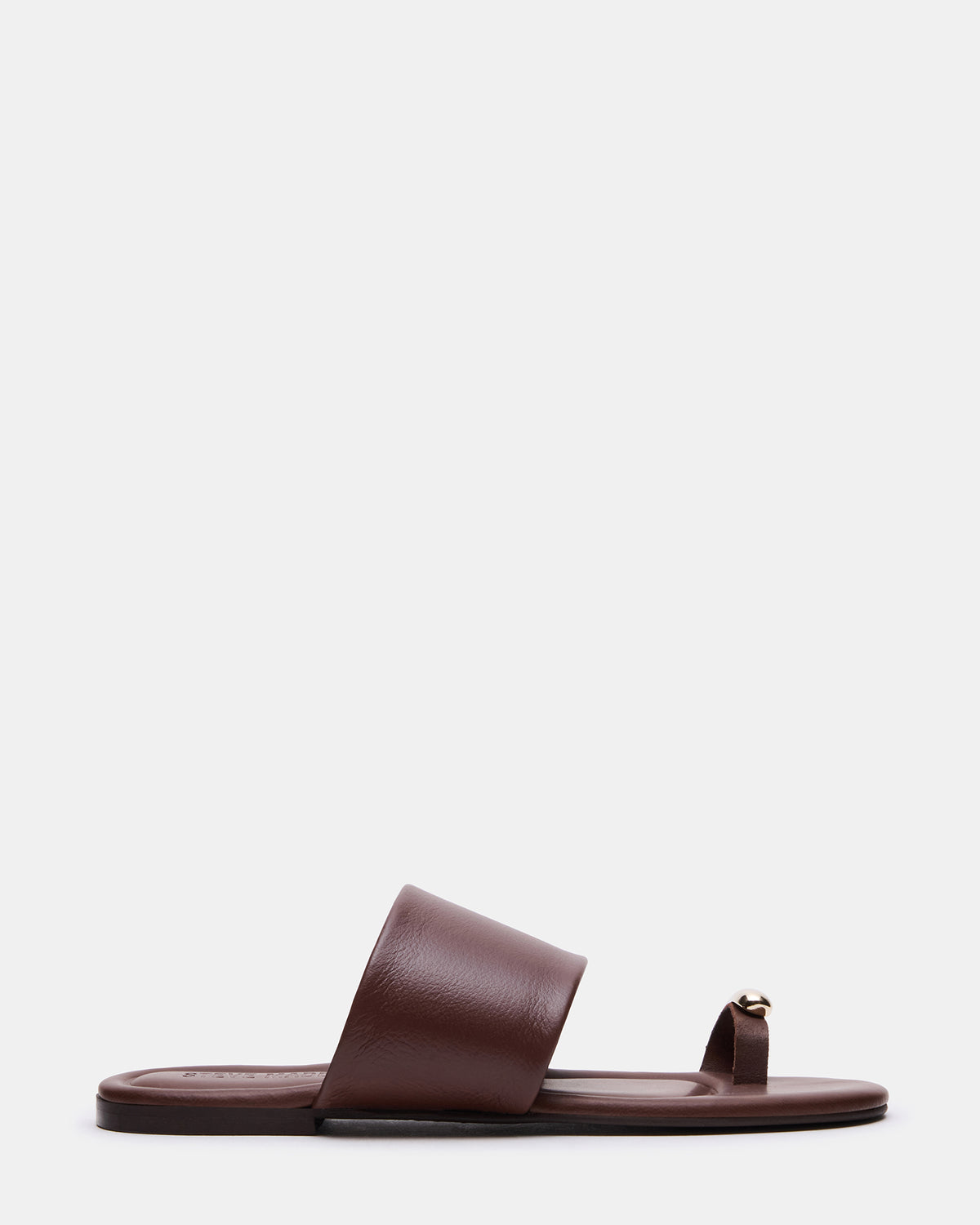 DECADENT Brown Leather Rounded-Toe Slide Women's Sandal | Steve Madden