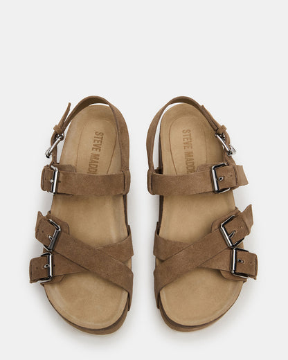 KIWI Taupe Suede Women's Strappy Platform Sandal | Steve Madden