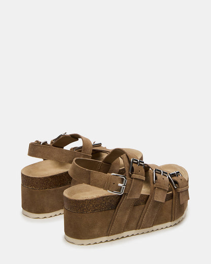 KIWI Taupe Suede Women's Strappy Platform Sandal | Steve Madden