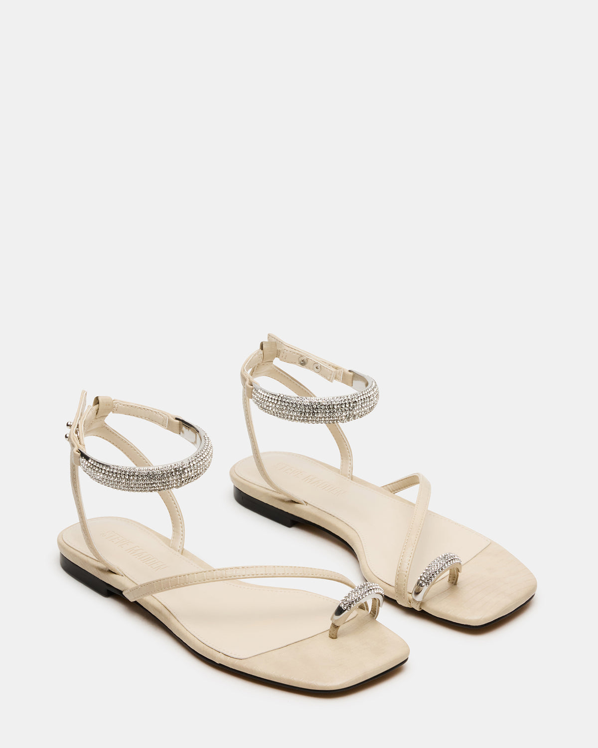 ODYSSEY-R Bone Crocodile Strappy Square-Toe Women Sandal | Steve Madden