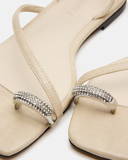 ODYSSEY-R Bone Crocodile Strappy Square-Toe Women Sandal | Steve Madden