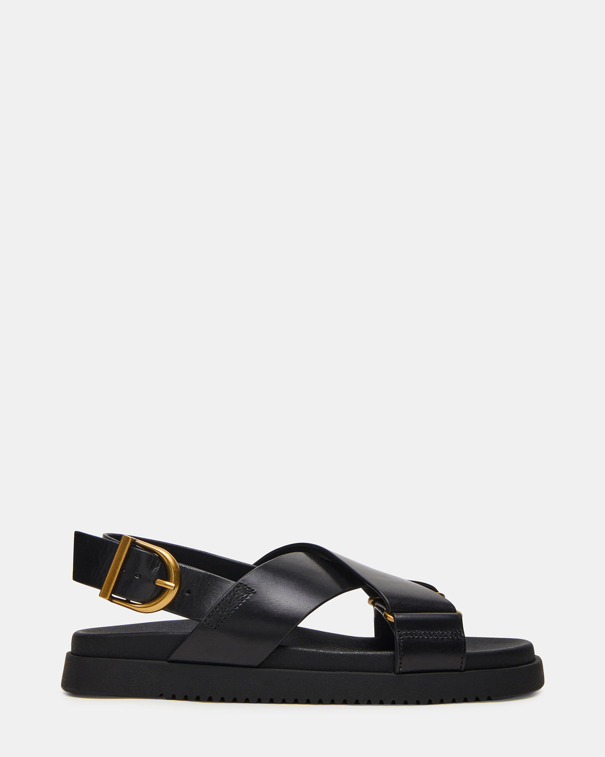 DONELLI Black Leather Strappy Footbed Women's Sandal | Steve Madden