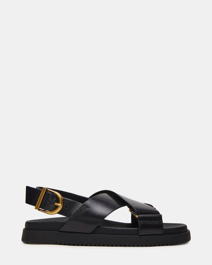 DONELLI Black Leather Strappy Footbed Women's Sandal | Steve Madden