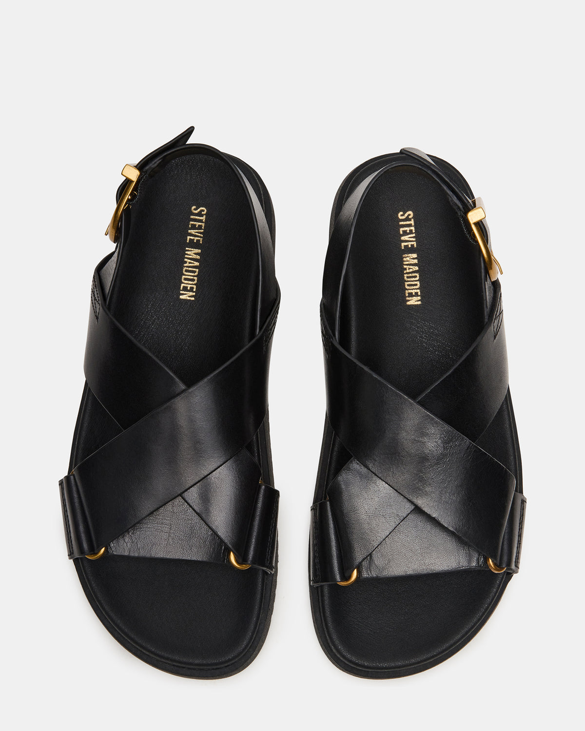 DONELLI Black Leather Strappy Footbed Women's Sandal | Steve Madden