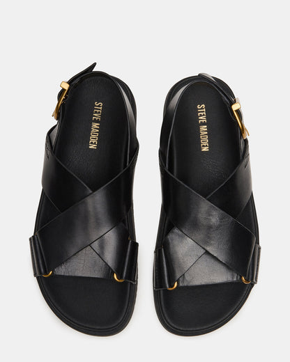 DONELLI Black Leather Strappy Footbed Women's Sandal | Steve Madden