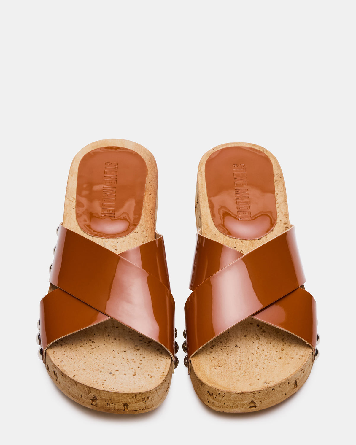 CANTLAY Camel Patent Studded Mule Slide Women's Sandal | Steve Madden