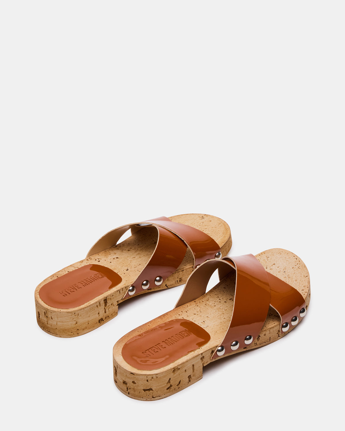 CANTLAY Camel Patent Studded Mule Slide Women's Sandal | Steve Madden