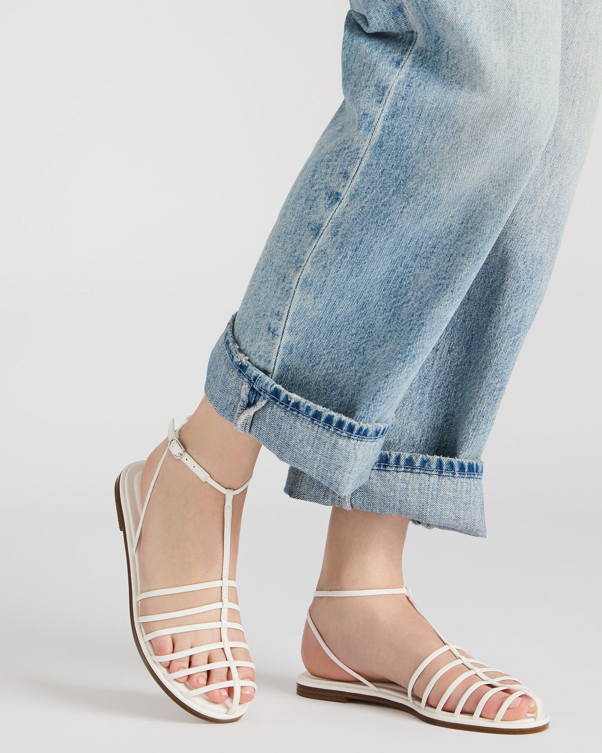MARIN White Flat Strappy Fisherman Sandal | Steve Madden