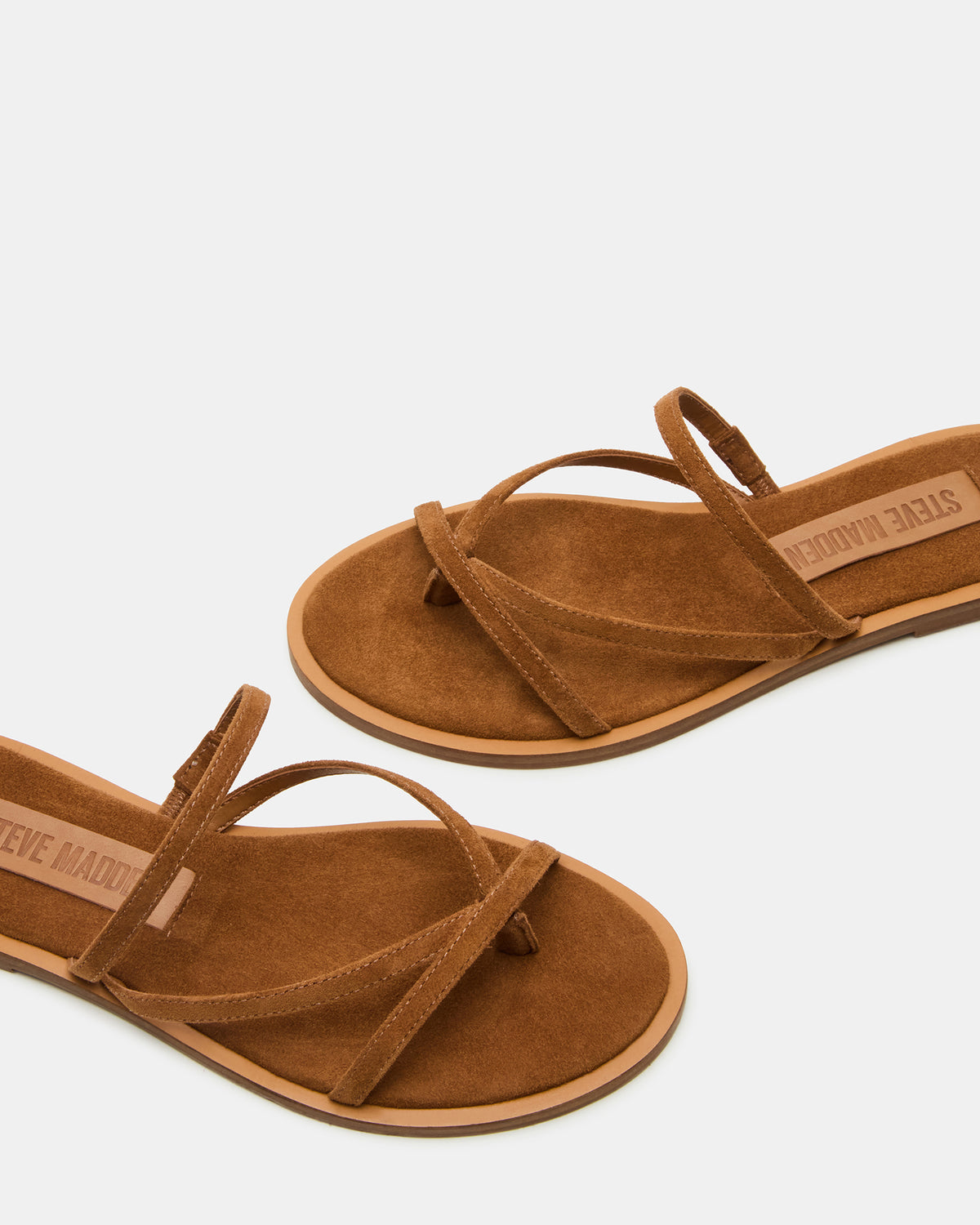 ELLERY Chestnut Suede Strappy Thong Slide Women's Sandal | Steve Madden