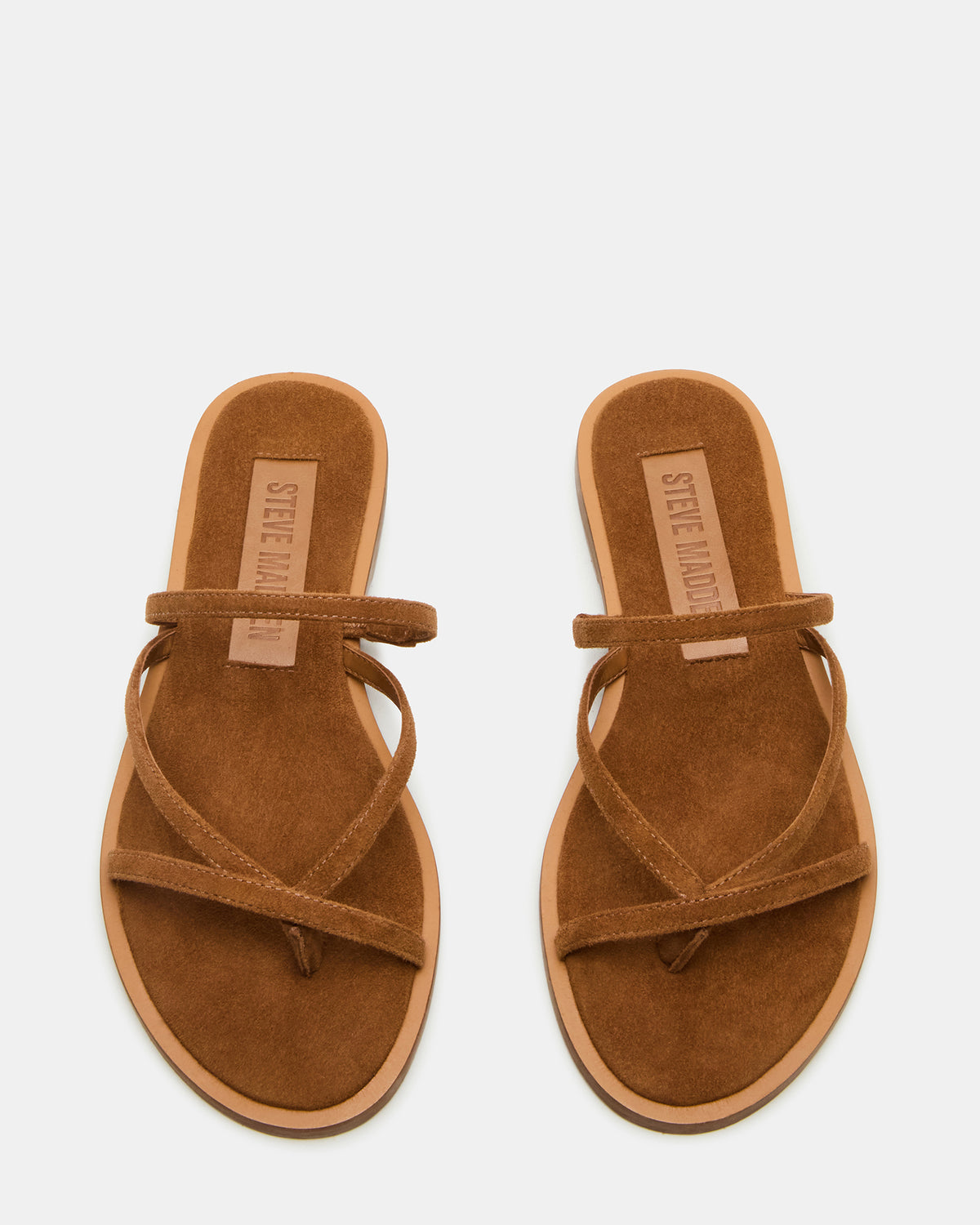 ELLERY Chestnut Suede Strappy Thong Slide Women's Sandal | Steve Madden