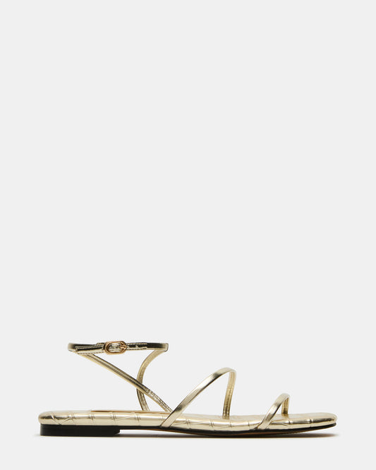 TANGO Gold Square-Toe Strappy Women's Sandal | Steve Madden