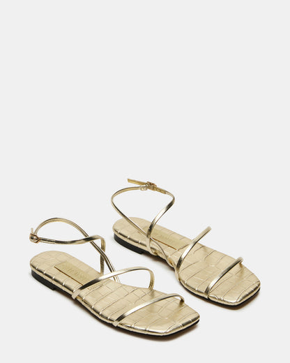 TANGO Gold Square-Toe Strappy Women's Sandal | Steve Madden