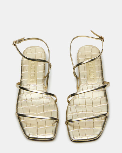 TANGO Gold Square-Toe Strappy Women's Sandal | Steve Madden