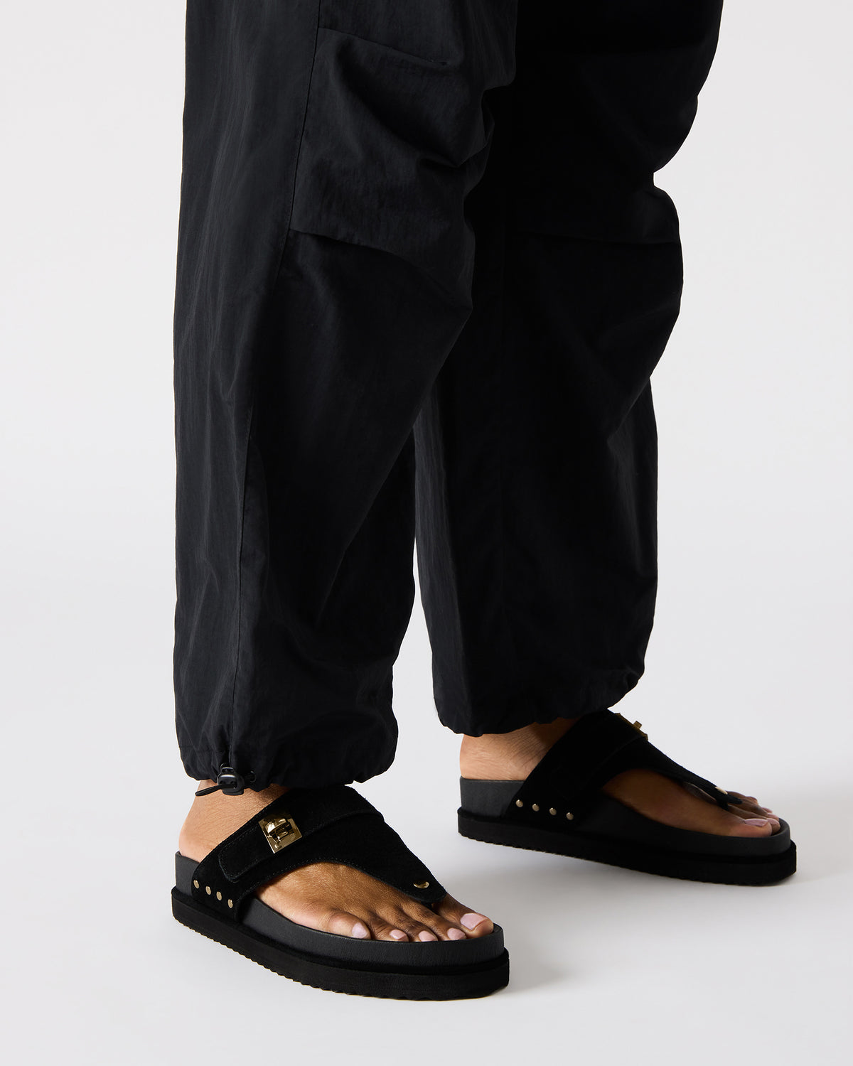 THONA Black Suede Women's Flatform Thong Sandal | Steve Madden