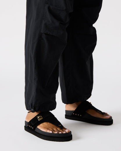 THONA Black Suede Women's Flatform Thong Sandal | Steve Madden