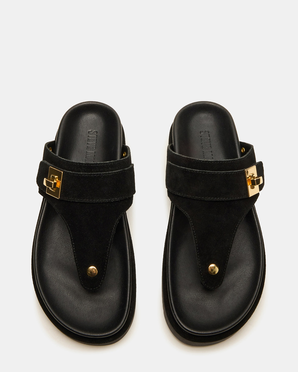 THONA Black Suede Women's Flatform Thong Sandal | Steve Madden