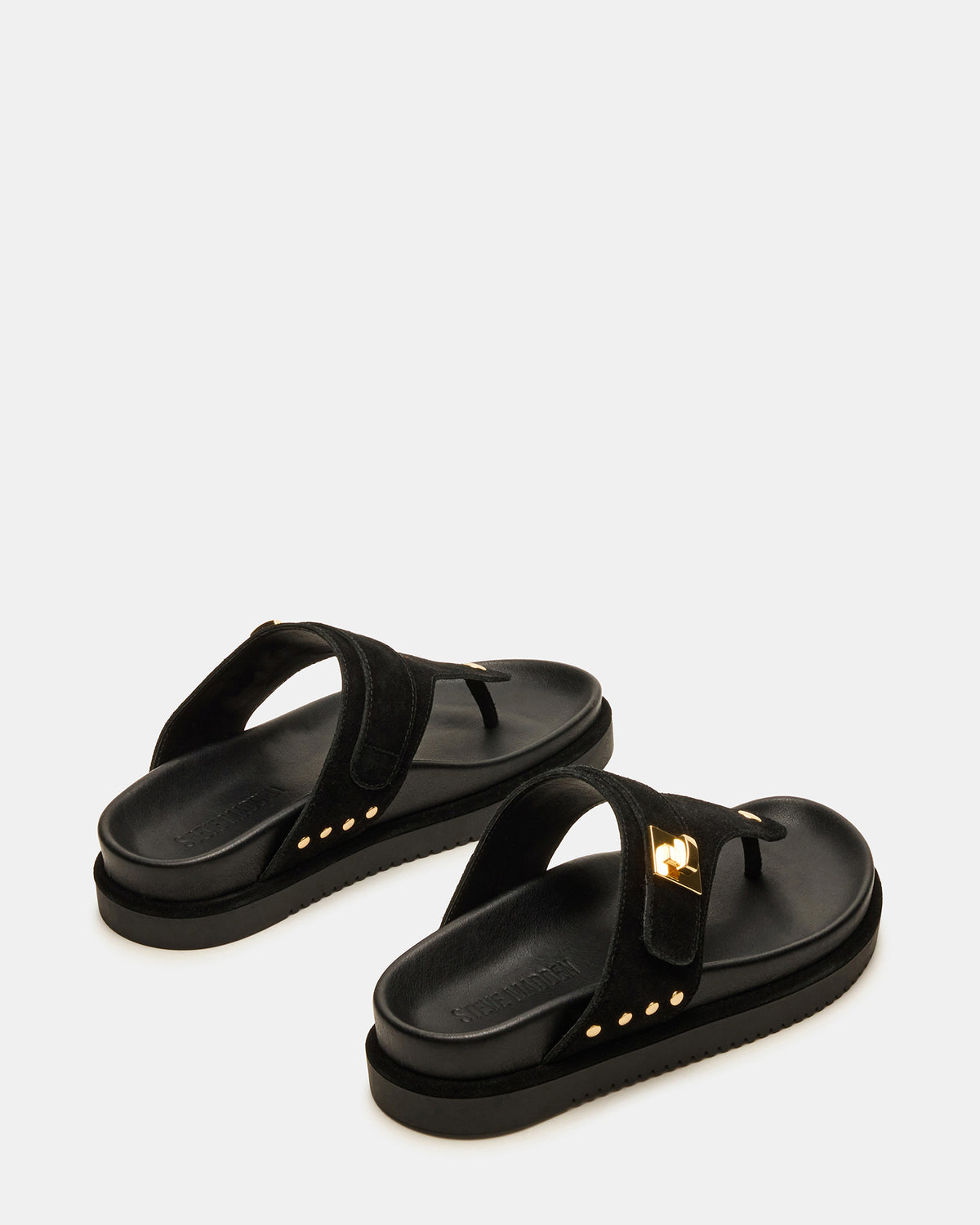 THONA Black Suede Women's Flatform Thong Sandal | Steve Madden