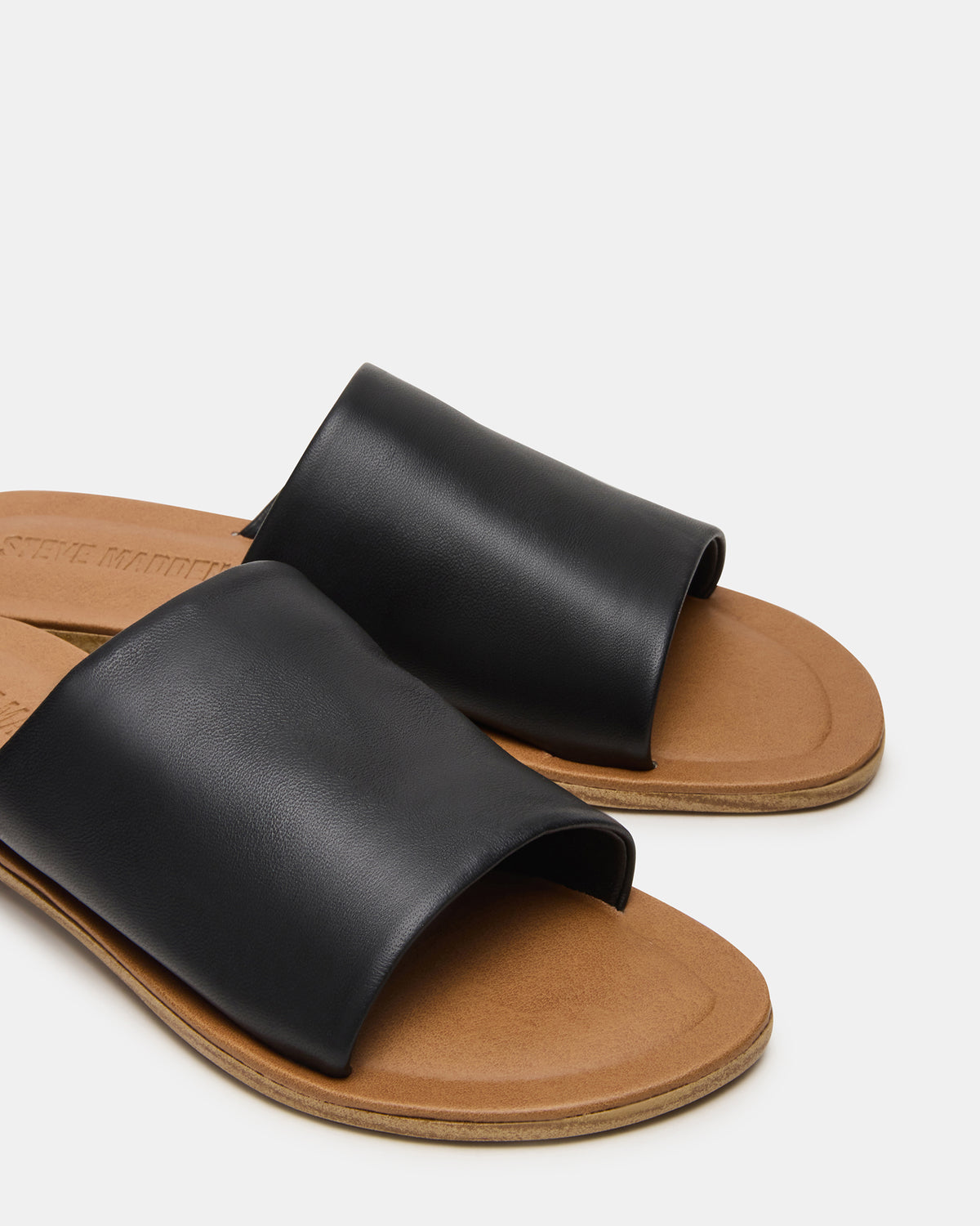 KIPP Black Leather Slide Women's Sandal | Steve Madden