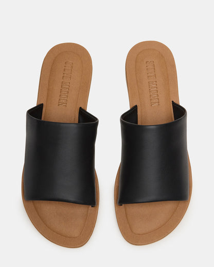 KIPP Black Leather Slide Women's Sandal | Steve Madden