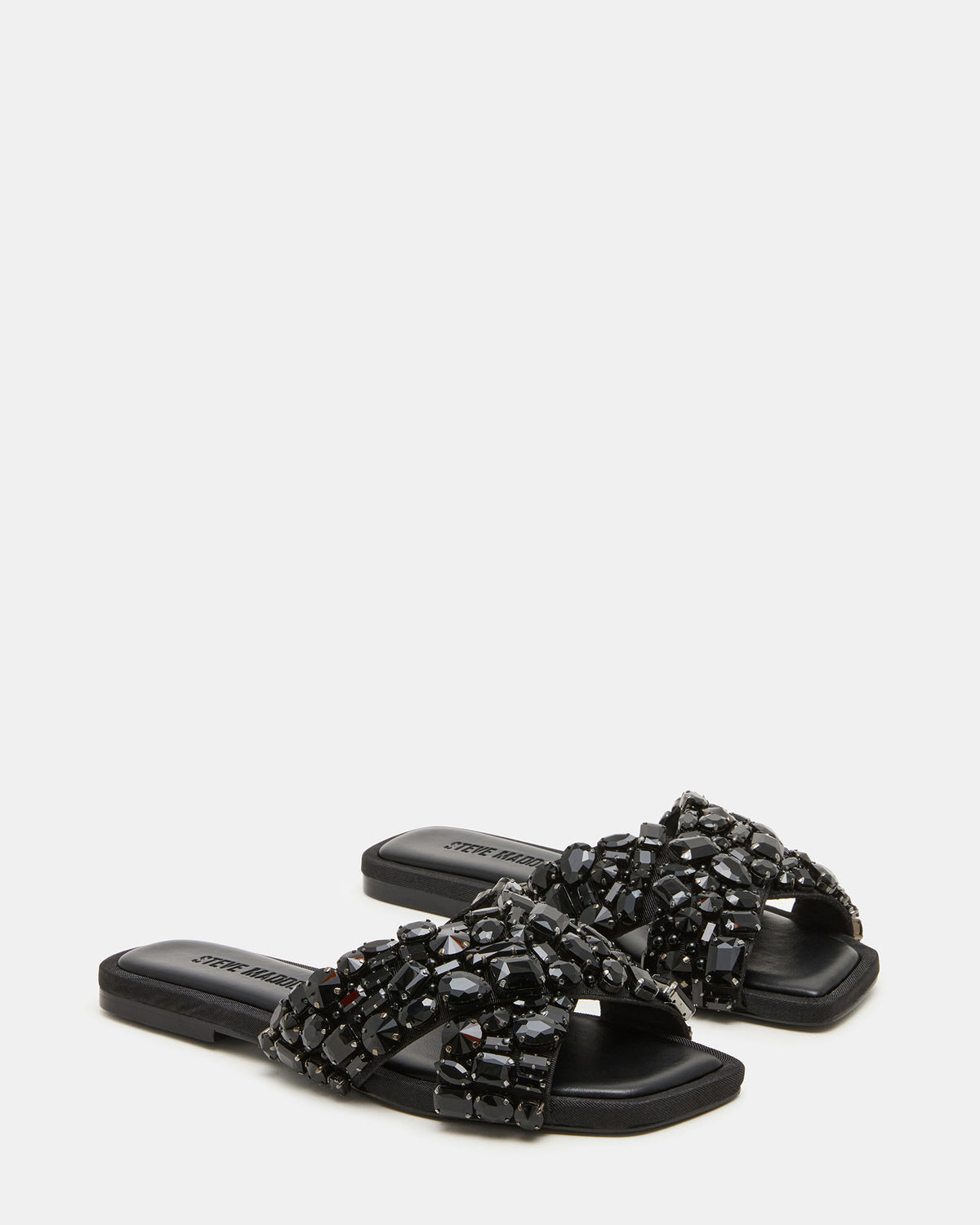 LEVITY Black Square-Toe Slide Women's Sandal | Steve Madden