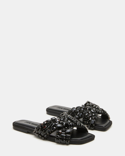 LEVITY Black Square-Toe Slide Women's Sandal | Steve Madden