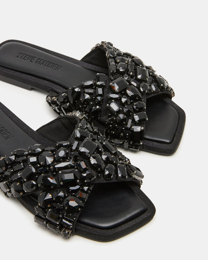 LEVITY Black Square-Toe Slide Women's Sandal | Steve Madden