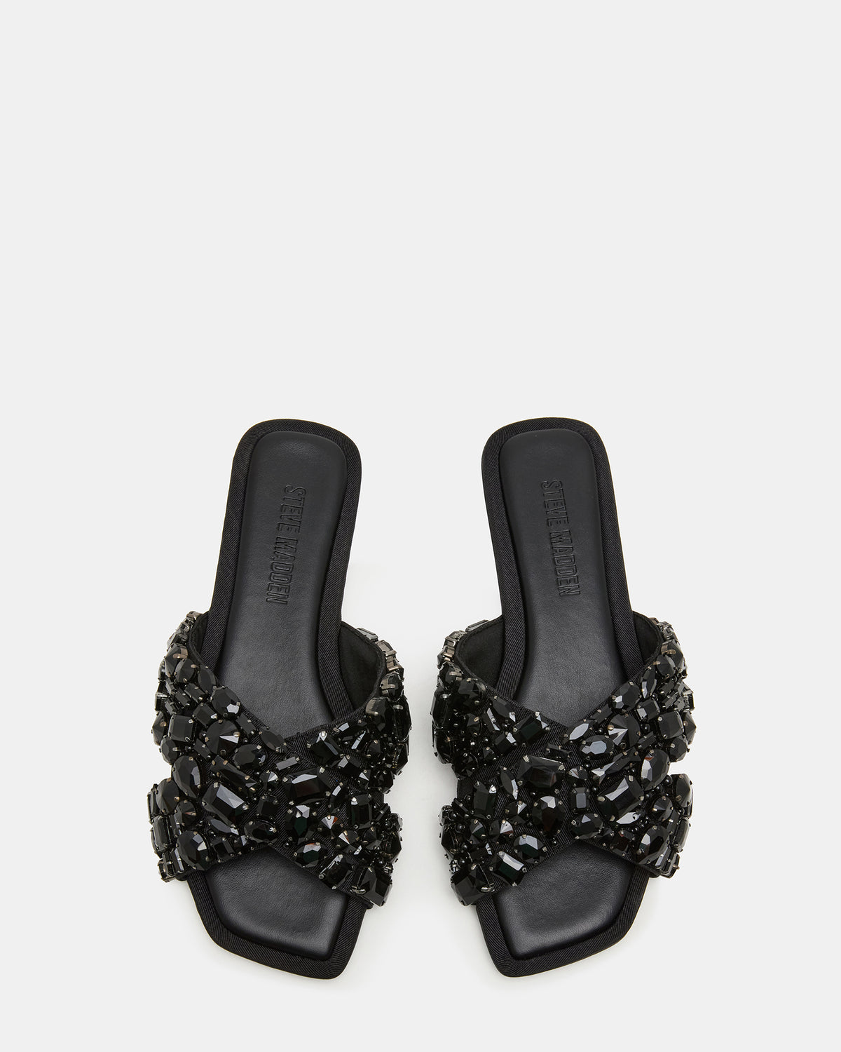 LEVITY Black Square-Toe Slide Women's Sandal | Steve Madden