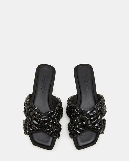 LEVITY Black Square-Toe Slide Women's Sandal | Steve Madden