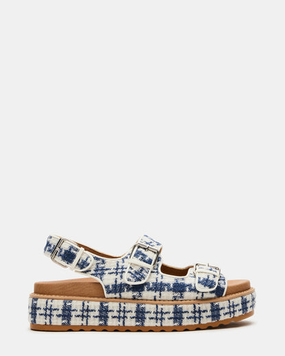 BIGMONA2.0 Blue/White Platform Footbed Flatform Women's Sandal | Steve Madden