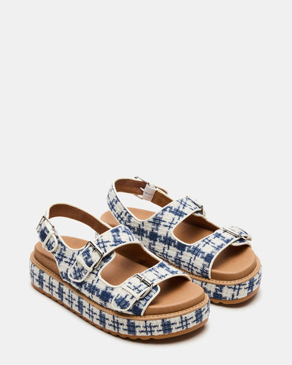 BIGMONA2.0 Blue/White Platform Footbed Flatform Women's Sandal | Steve Madden