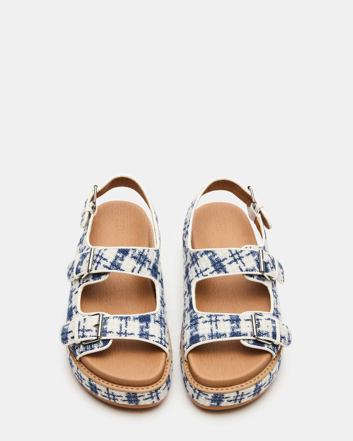BIGMONA2.0 Blue/White Platform Footbed Flatform Women's Sandal | Steve Madden