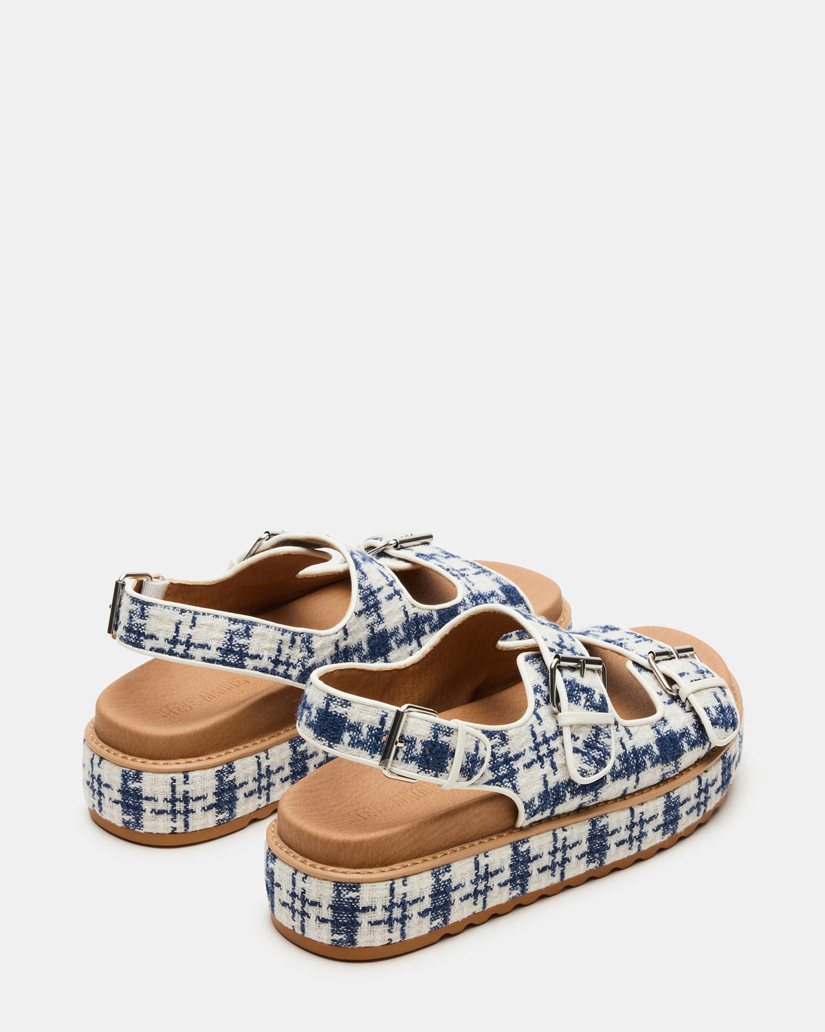 BIGMONA2.0 Blue/White Platform Footbed Flatform Women's Sandal | Steve Madden