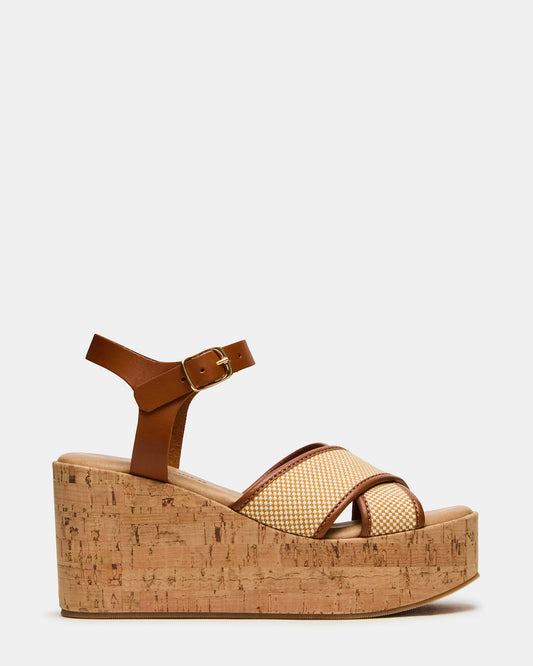 JETSET Brown Multi Platform Wedge Women's Sandal | Steve Madden