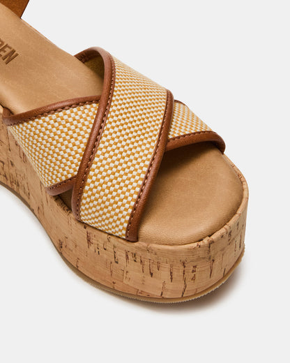 JETSET Brown Multi Platform Wedge Women's Sandal | Steve Madden