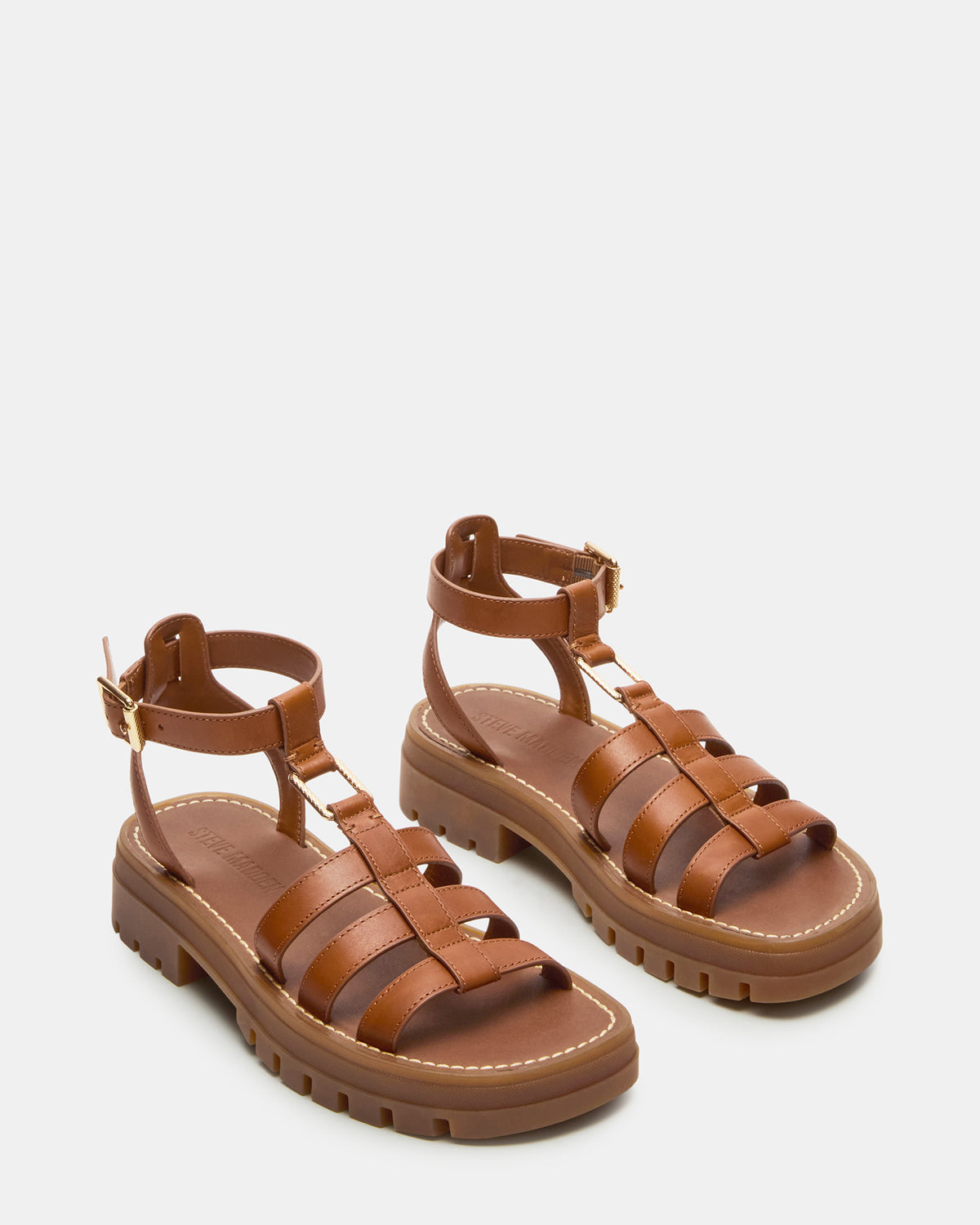 JARELLI Tan Leather Strappy Platform Women's Sandal | Steve Madden