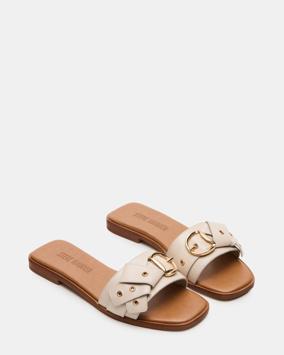 HILARIA Bone Leather Square-Toe Slide Women's Sandal | Steve Madden