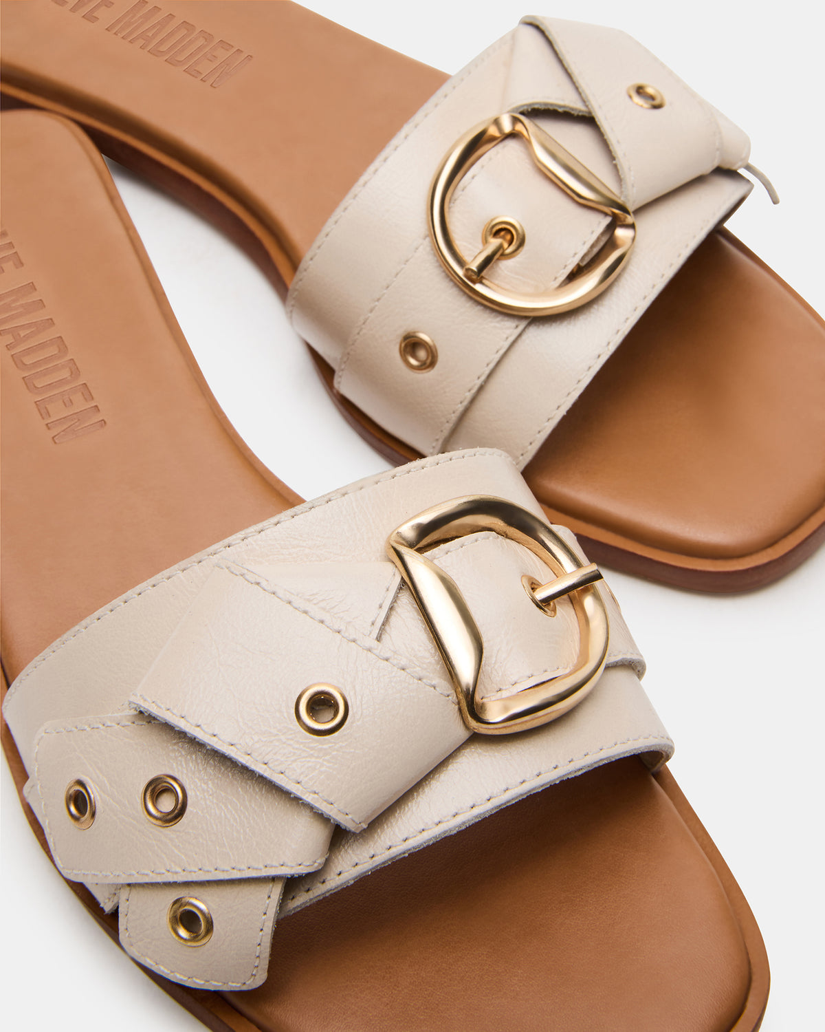 HILARIA Bone Leather Square-Toe Slide Women's Sandal | Steve Madden