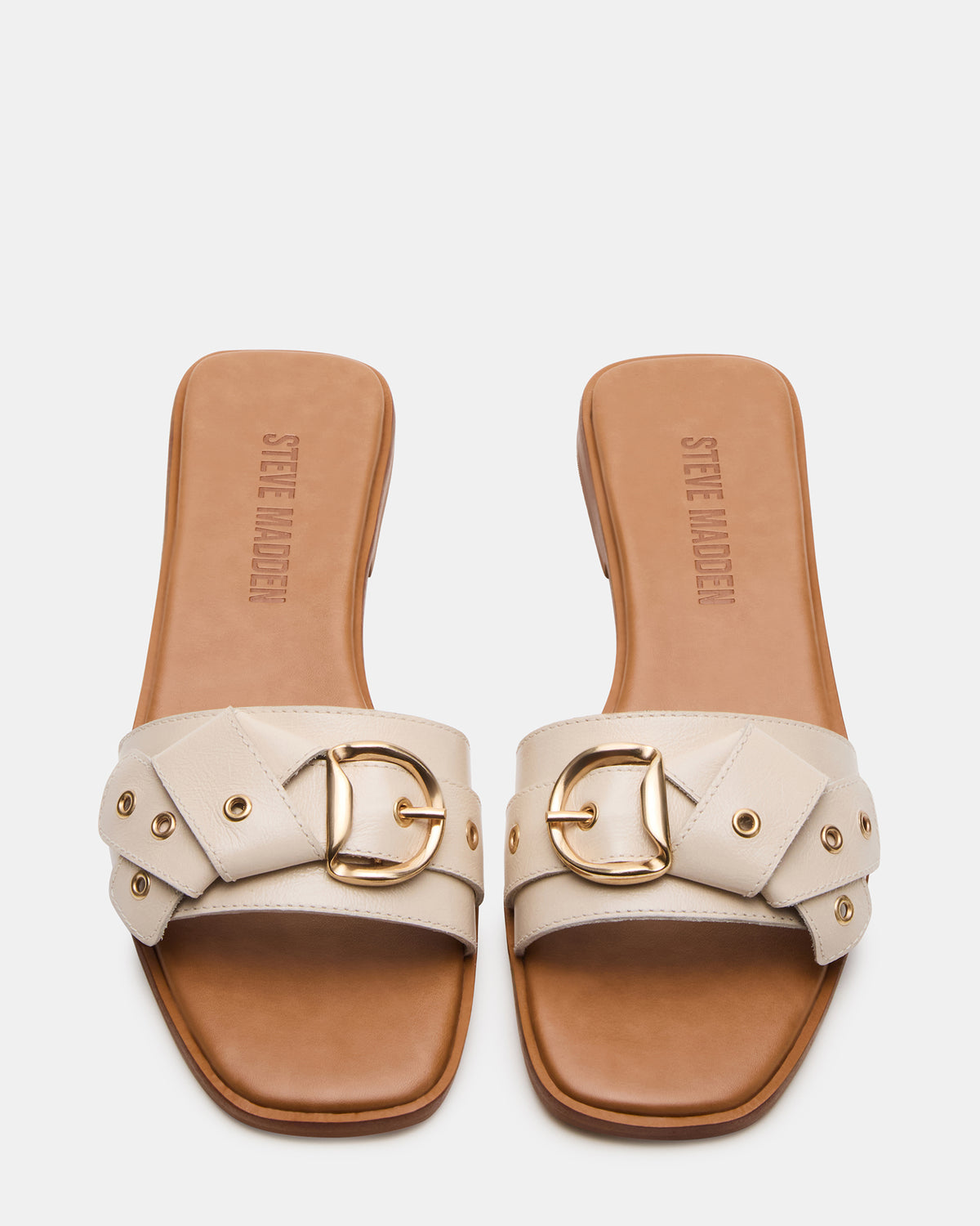 HILARIA Bone Leather Square-Toe Slide Women's Sandal | Steve Madden
