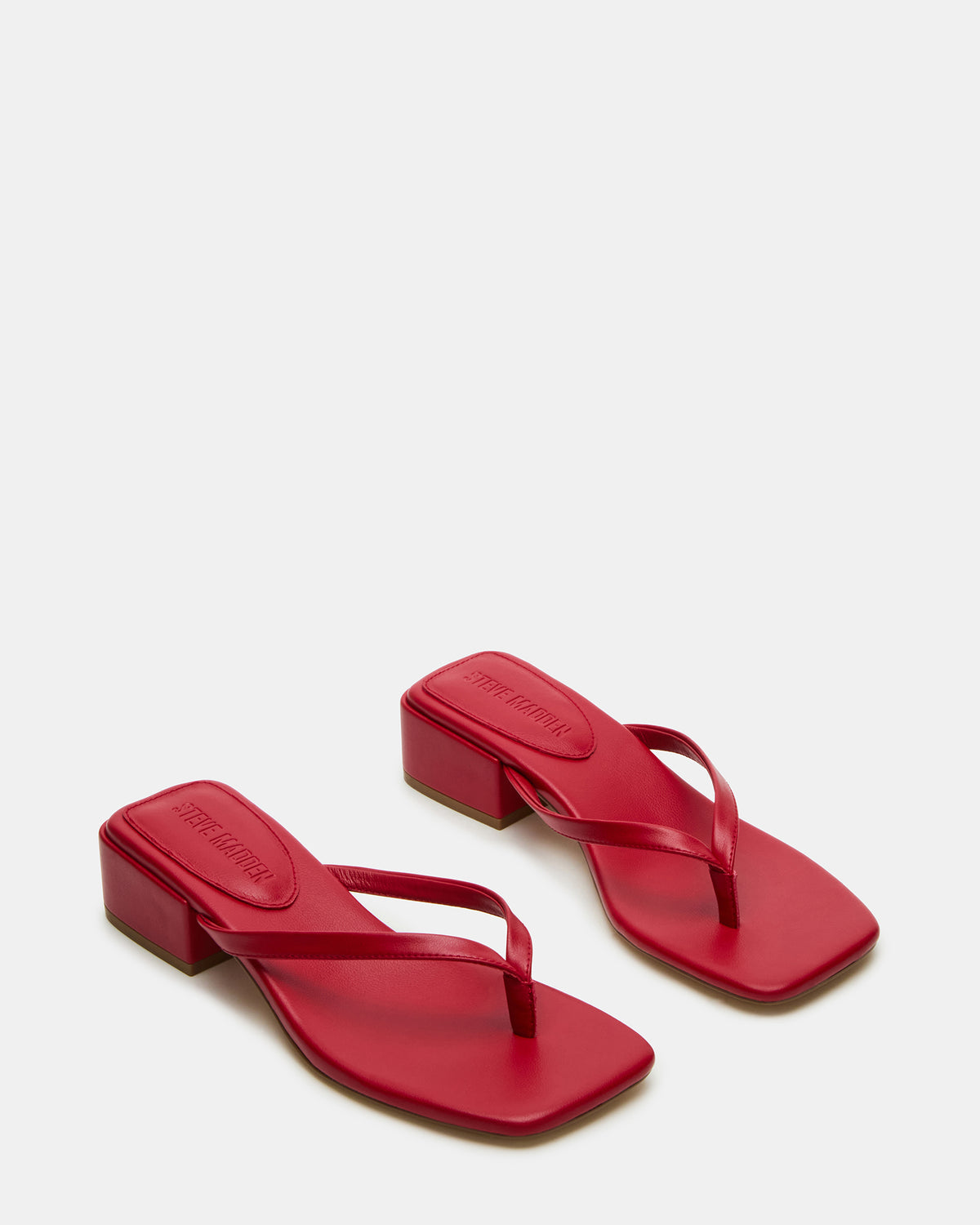 CARIBBEAN Red Square-Toe Mule Thong Women's Sandal | Steve Madden