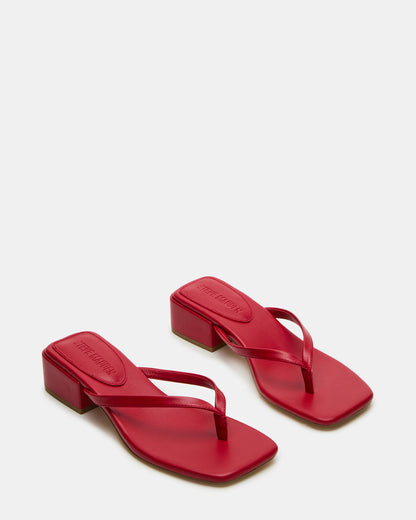 CARIBBEAN Red Square-Toe Mule Thong Women's Sandal | Steve Madden
