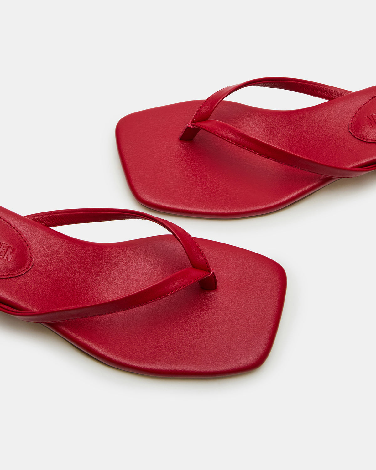 CARIBBEAN Red Square-Toe Mule Thong Women's Sandal | Steve Madden