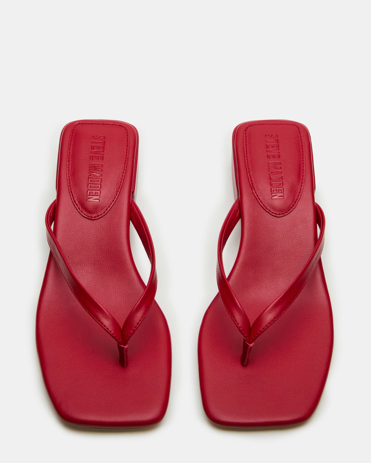 CARIBBEAN Red Square-Toe Mule Thong Women's Sandal | Steve Madden