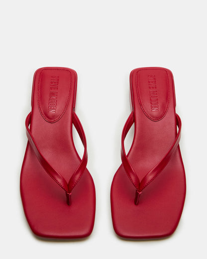 CARIBBEAN Red Square-Toe Mule Thong Women's Sandal | Steve Madden