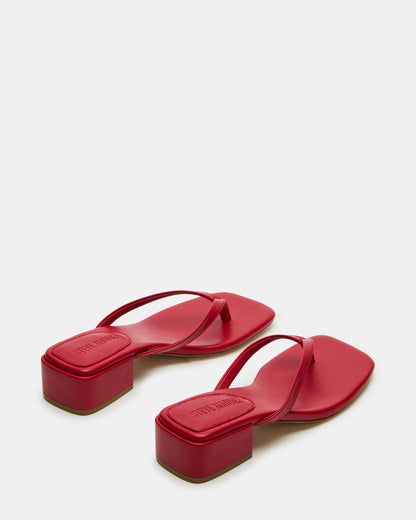 CARIBBEAN Red Square-Toe Mule Thong Women's Sandal | Steve Madden